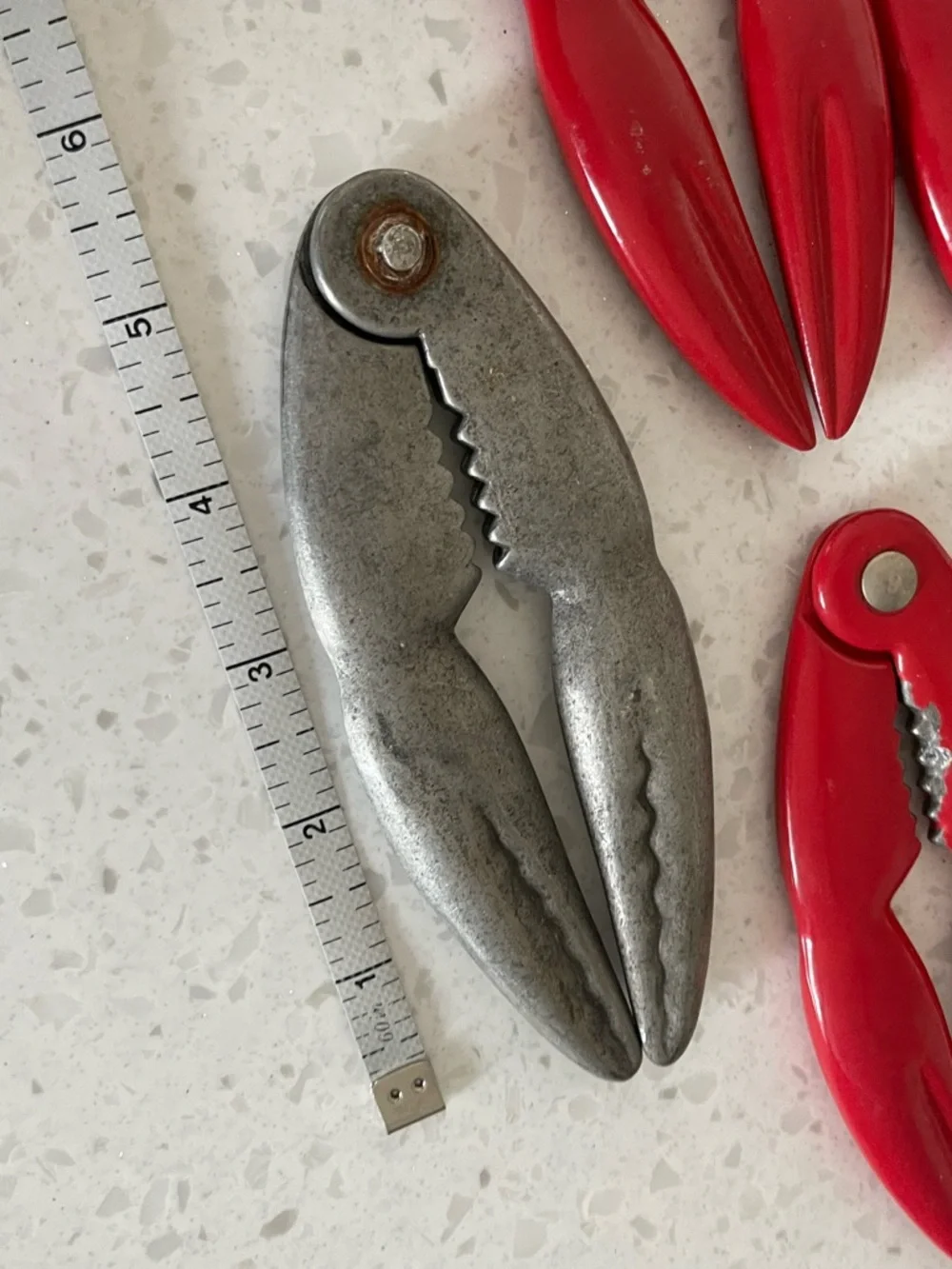 Vintage Red Crab Crackers Claw Clamps Set (5) Aluminum Seafood